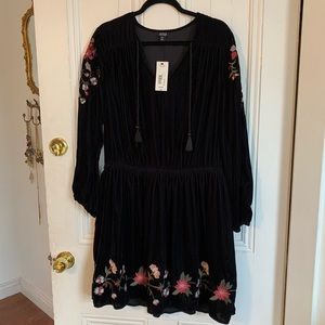 Black Velvet Floral Dress